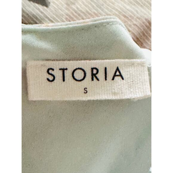 Storia Women's Dress Mini Mint Green Ditsy Floral Print Size Small Ruched Ruffle - Picture 4 of 6